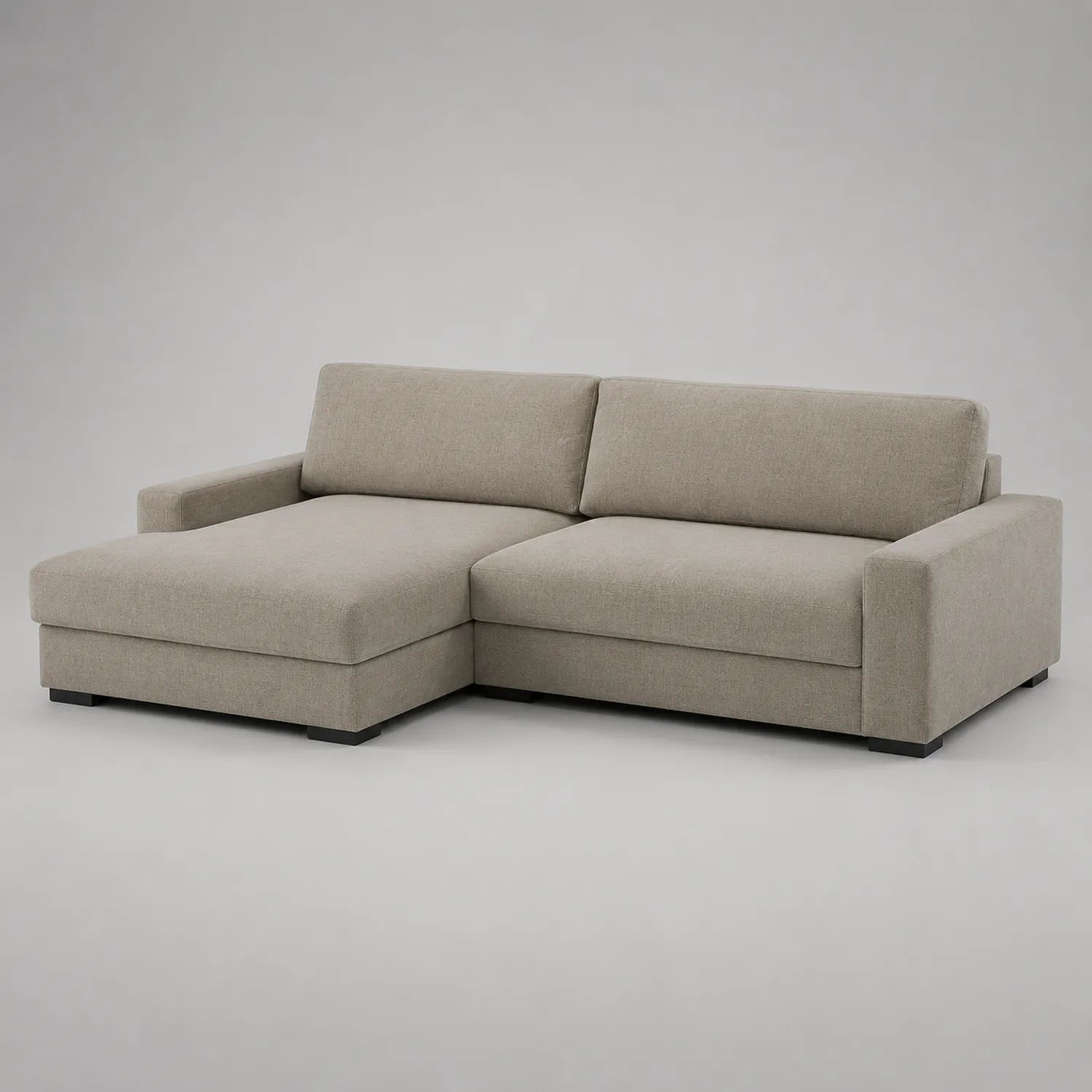 Ecksofa Holzstoff Beige mit Ottomane Links 250x160x85 cm
