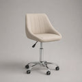 Stoff Drehstuhl Höhenverstellbar Beige Chrom
