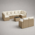 8-teiliges Rattan Gartensofa-Set Beige mit Polsterkissen