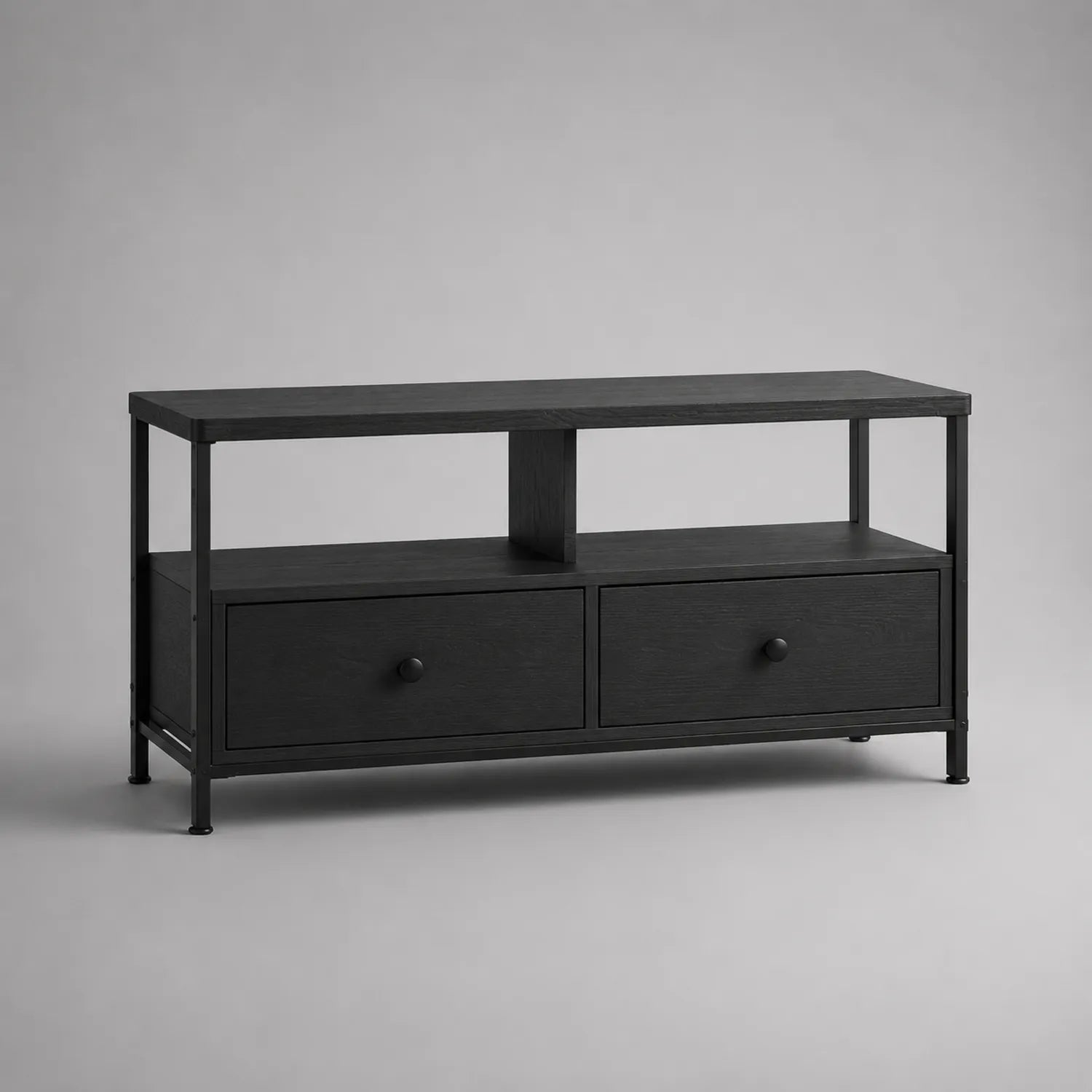 TV-Stand Holzfurnier Metallrahmen Schwarz 120cm