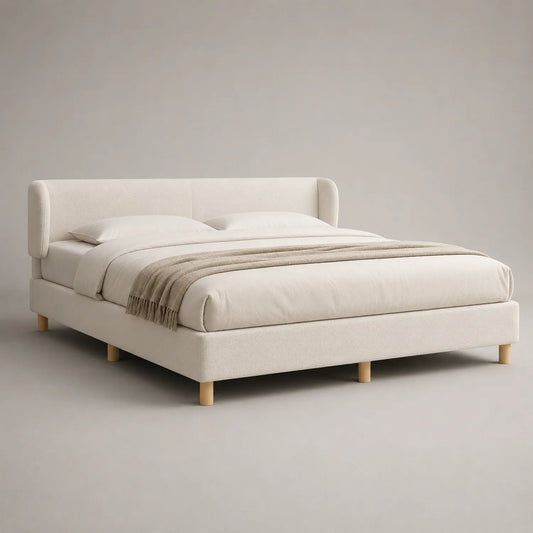 Polsterbett aus Stoff in Beige 200x180 cm