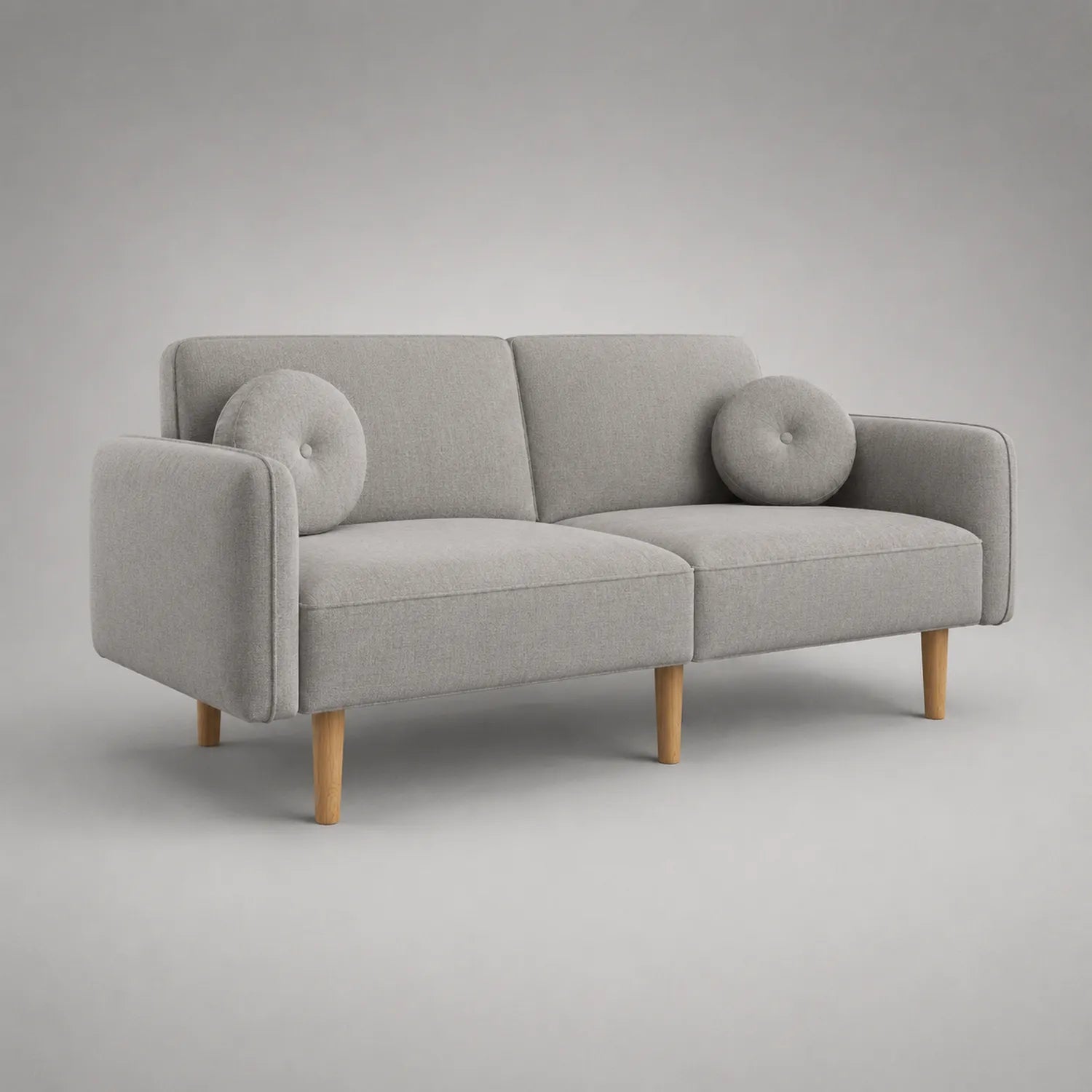 2-Sitzer Stoffsofa mit Holzfüßen in Grau