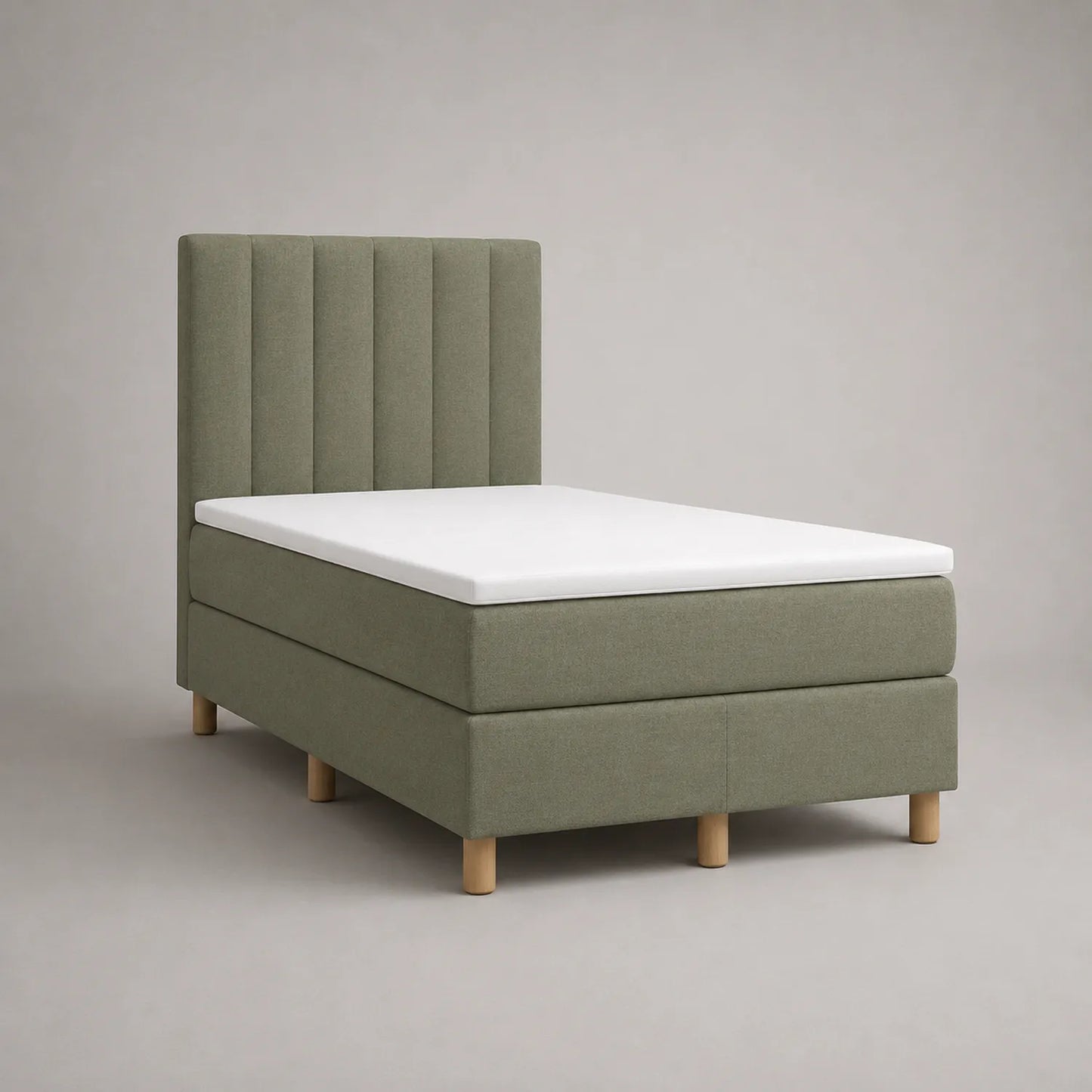 Einzelbett 200x100 cm Textil Grün mit Holzfüßen