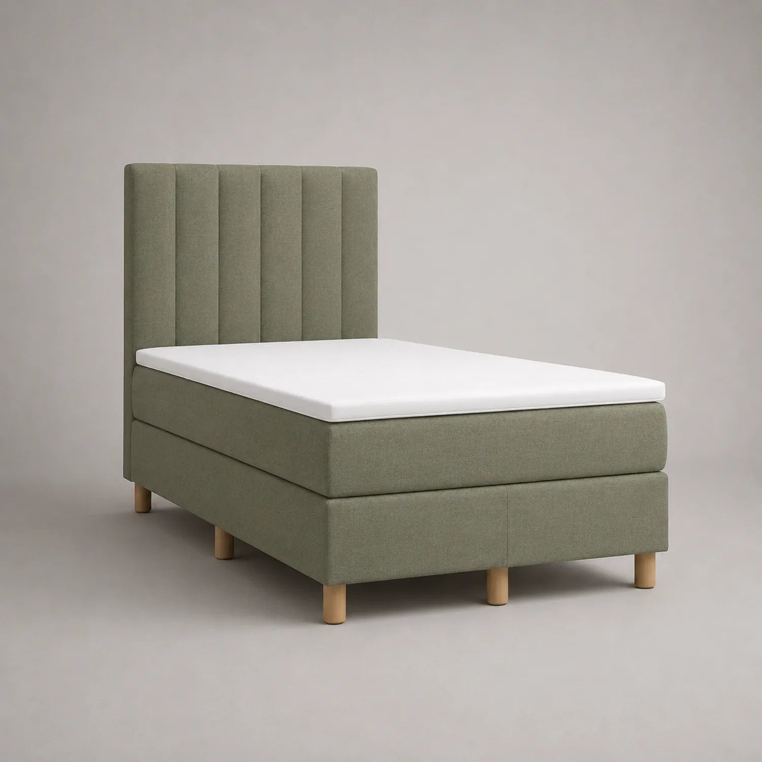 Einzelbett 200x100 cm Textil Grün mit Holzfüßen