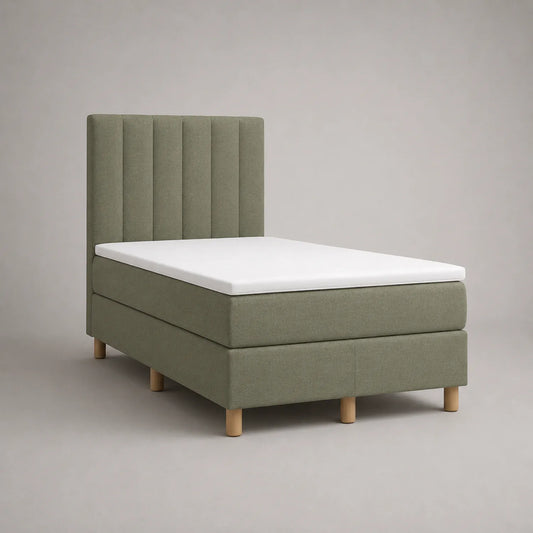 Einzelbett 200x100 cm Textil Grün mit Holzfüßen