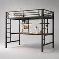 Metall Hochbett mit Schreibtisch und Regalen Schwarz 200x140 cm