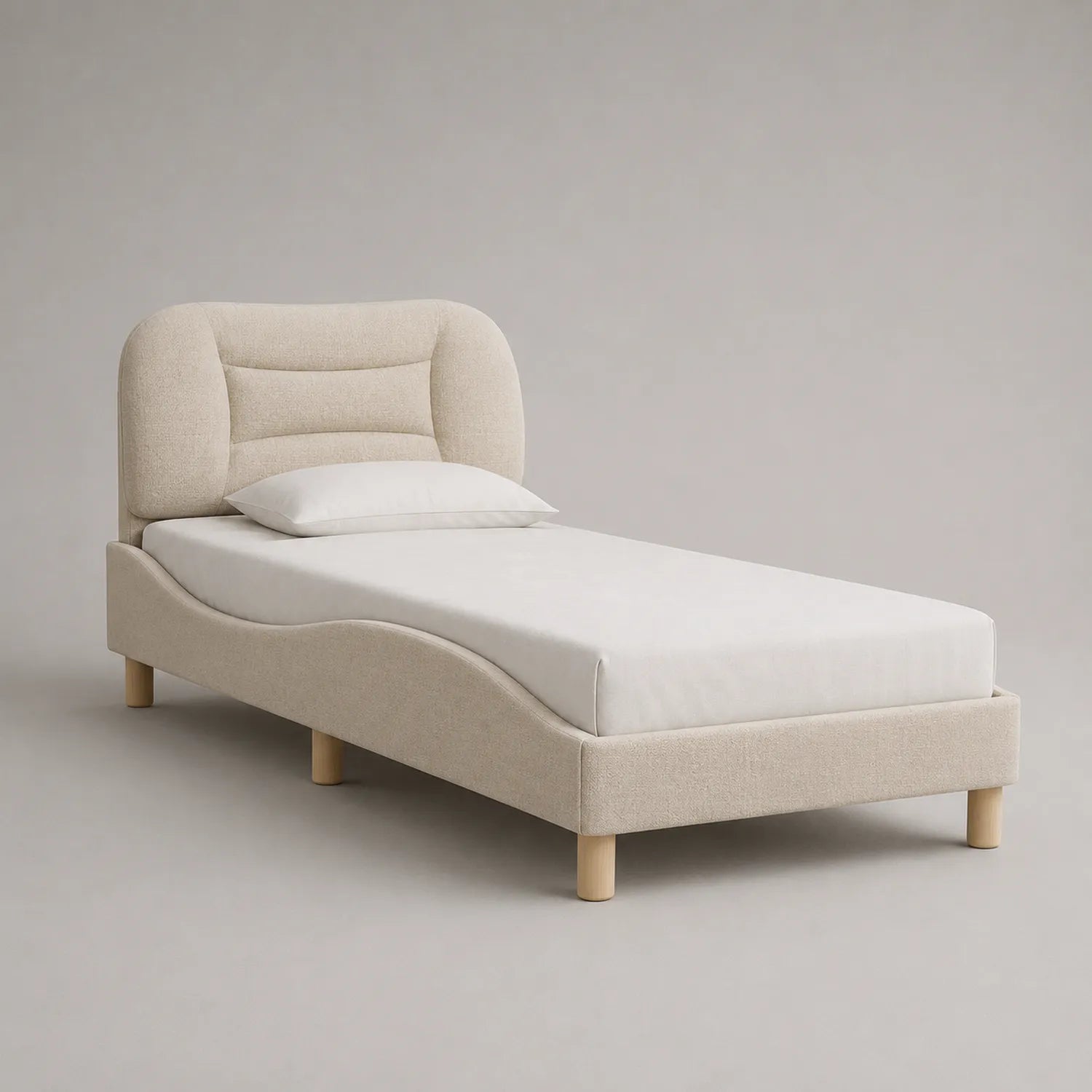Einzelbett Holzstoff Beige 200x90 cm