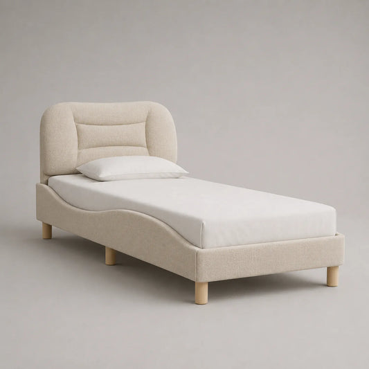 Einzelbett Holzstoff Beige 200x90 cm