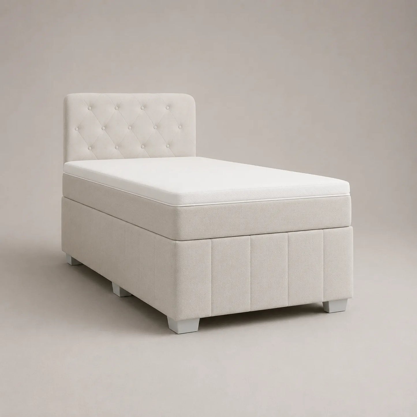 Einzelbett mit Kopfteil 90x200 cm Holz Beige