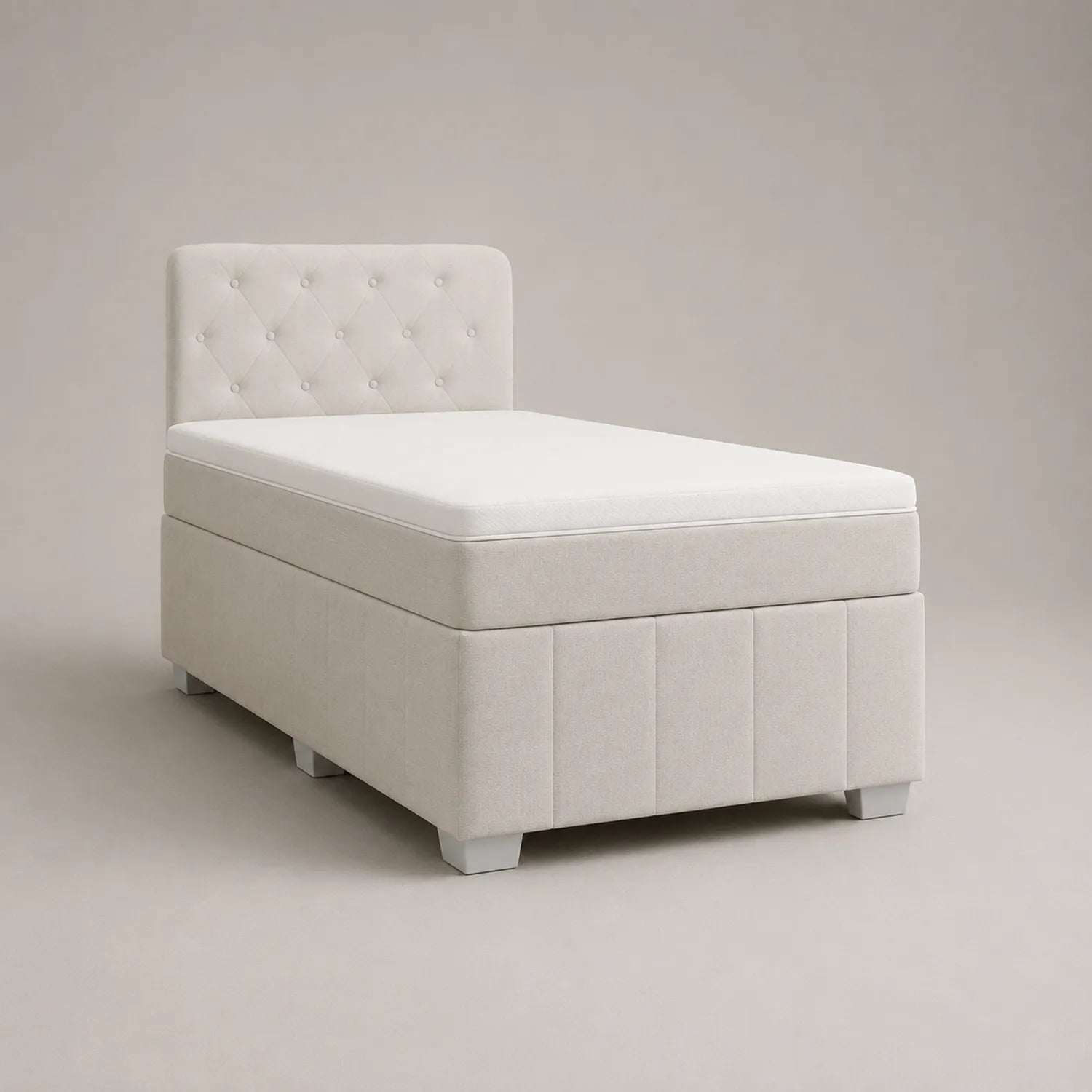 Einzelbett mit Kopfteil 90x200 cm Holz Beige