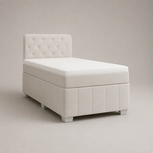 Einzelbett mit Kopfteil 90x200 cm Holz Beige