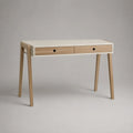 Schreibtisch mit zwei Schubladen MDF Weiß Eichenholz 120x60x75cm