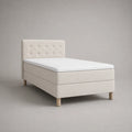 Einzelbett mit Holzrahmen und Baumwollstoff 90x200 cm Beige