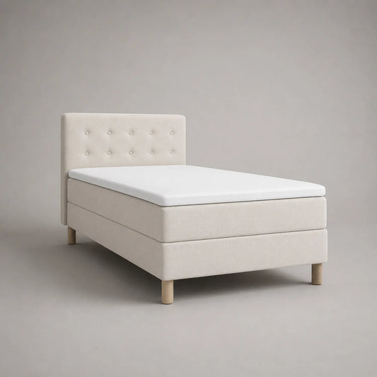Einzelbett mit Holzrahmen und Baumwollstoff 90x200 cm Beige