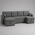 Ecksofa mit Stauraum Grau Stoff