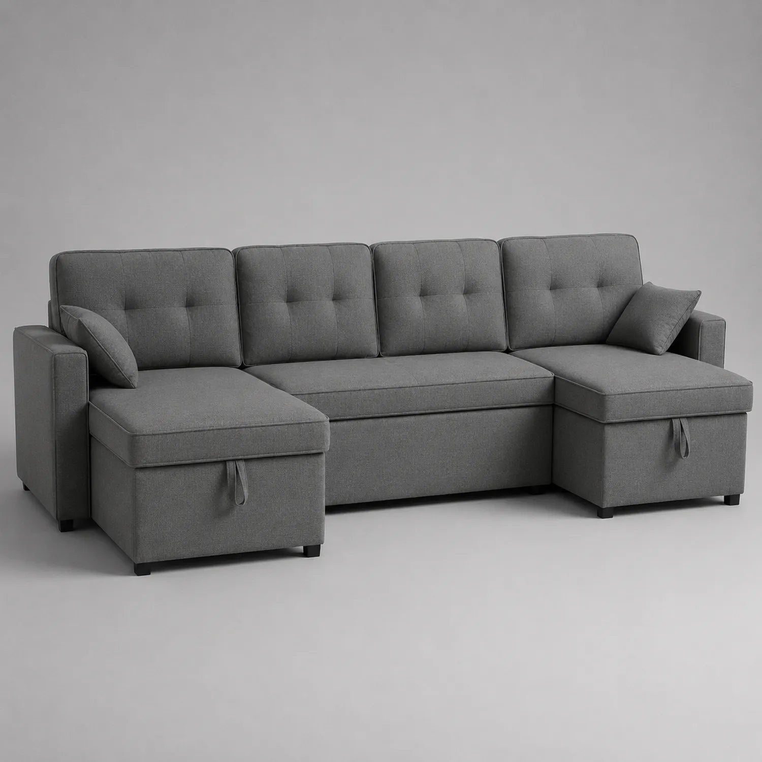 Ecksofa mit Stauraum Grau Stoff