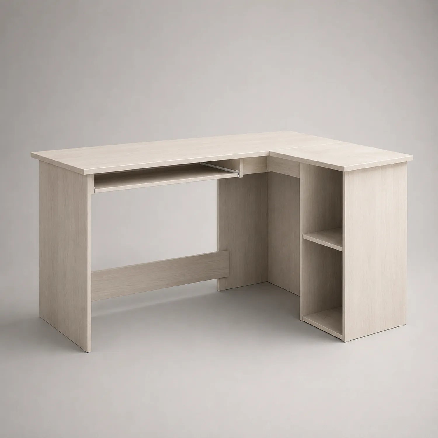 Eckschreibtisch Holz L-förmig Beige 140x130x75cm