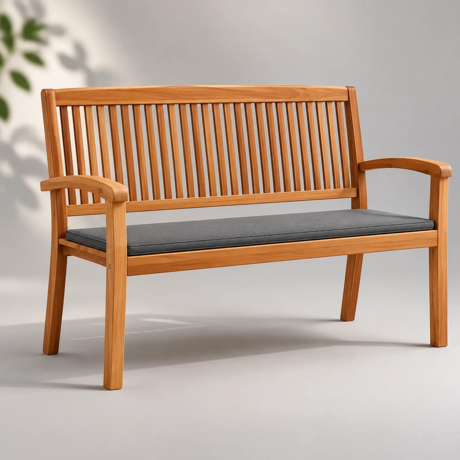 Teakholz Gartenbank mit Polyester Sitzkissen 120 cm