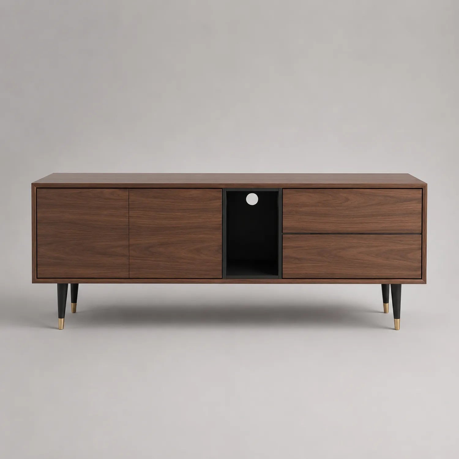 TV-Schrank MDF Walnussfurnier mit Schubladen und Schranktür 150x40x60 cm