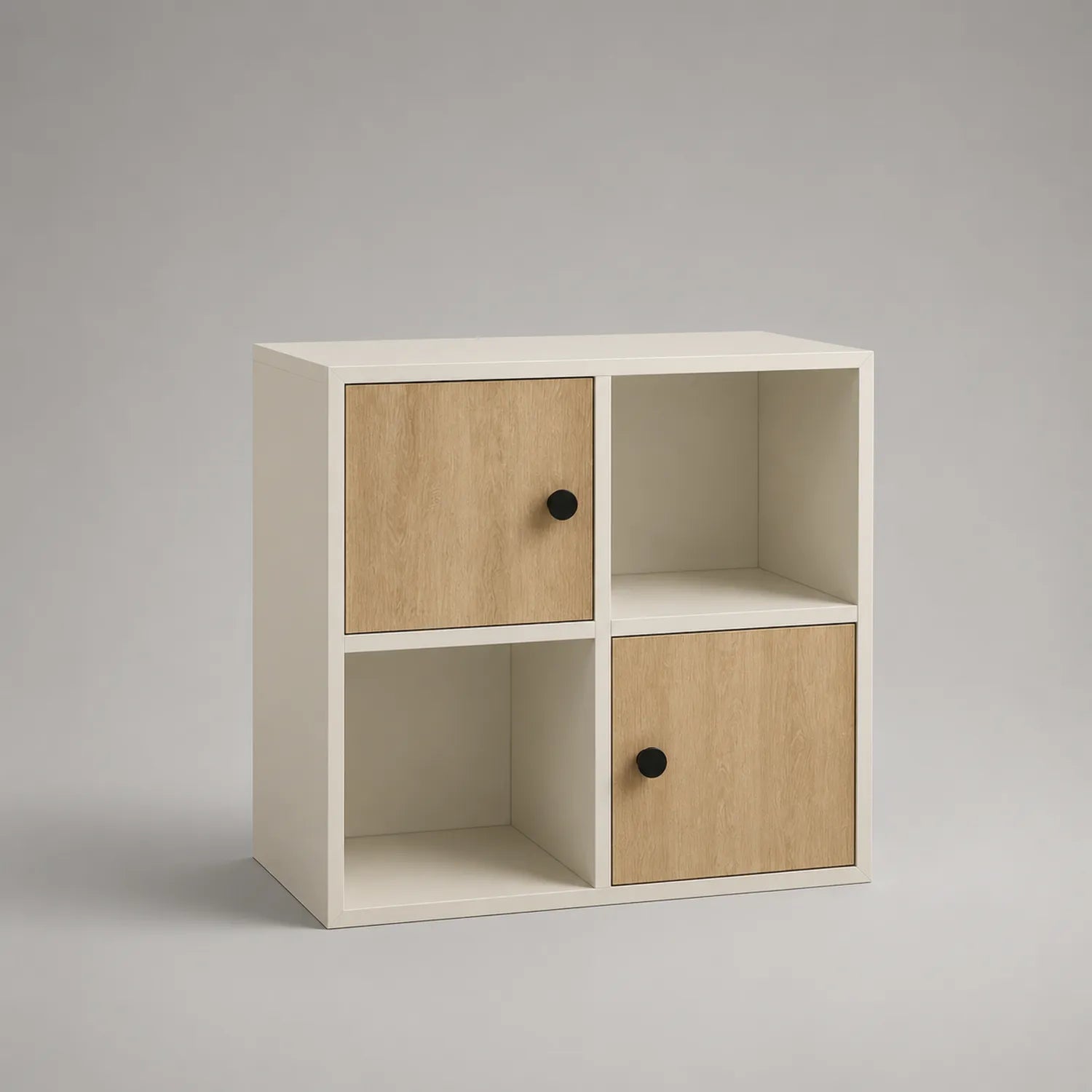 Regal mit 2 Türen Holzoptik Weiß 60x30x60 cm