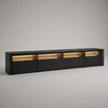 Holz-TV-Schrank mit LED-Beleuchtung 240 cm Schwarz