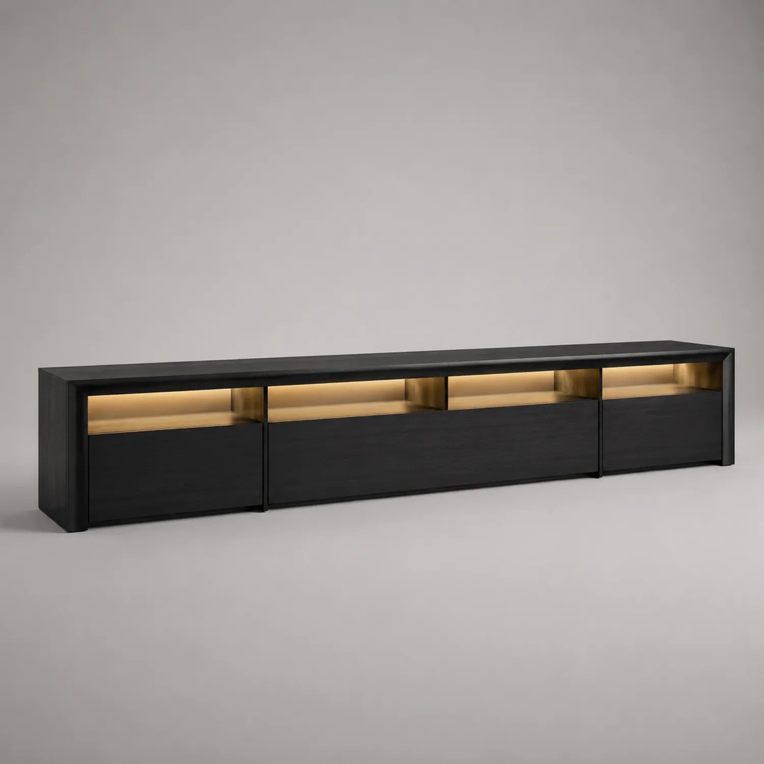 Holz-TV-Schrank mit LED-Beleuchtung 240 cm Schwarz