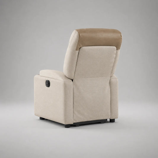 Verstellbarer Sessel aus Polyester und Mikrofaser, Beige/Braun