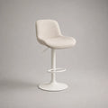 Barhocker höhenverstellbar Polyester Beige Stahlgestell Weiß
