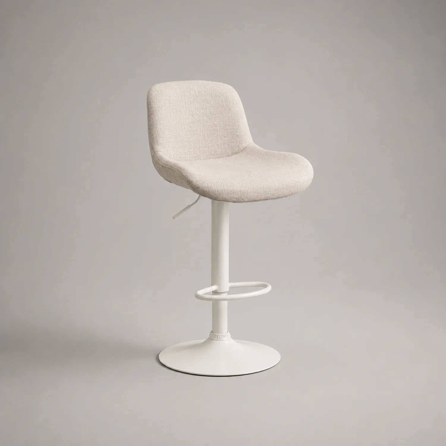 Barhocker höhenverstellbar Polyester Beige Stahlgestell Weiß
