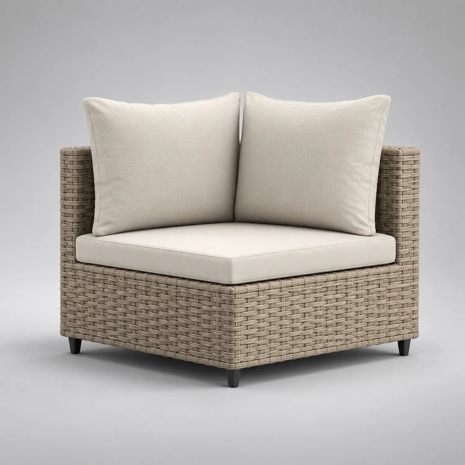 Eckmodul Gartensofa Polyrattan Aluminium Beige 90x90x65cm